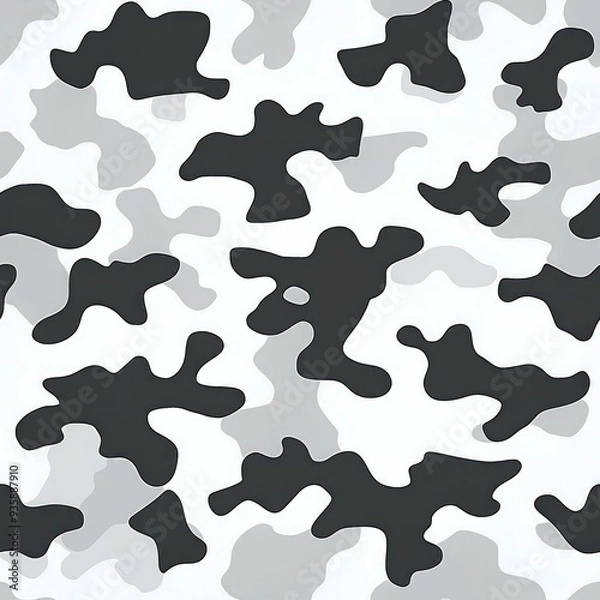 Fototapeta Abstract Camouflage Pattern in Black, White, and Gray