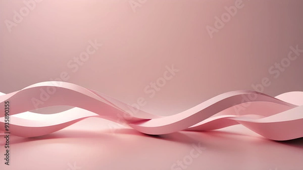 Fototapeta Modern Light Pink 3D Wavy Lines on Minimal Pink Background with Space for Text – Abstract Banner and Wallpaper Design