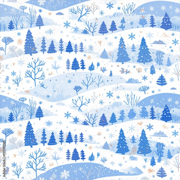 Fototapeta ゆるかわスノーランドパターン