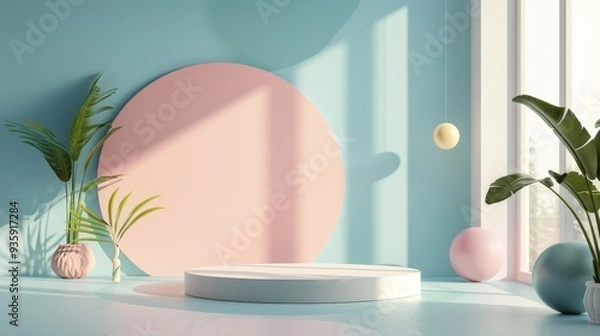 Obraz Minimalist Product Display with Pastel Colors.