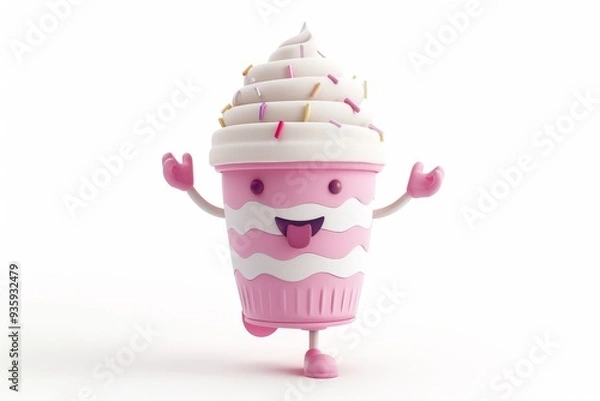Obraz Happy Ice Cream Cone Character.