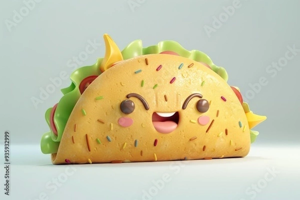 Obraz Smiling Taco Cartoon 3D.