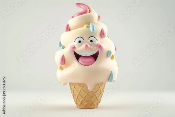 Obraz Happy Ice Cream Cone Character.