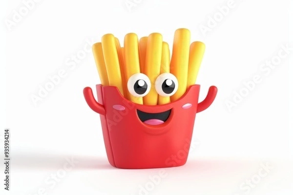 Obraz Happy French Fries Character in a Red Box.