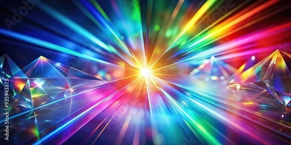Fototapeta Crystal rainbow light flare effect in a mesmerizing and colorful display, rainbow, crystal, light flare, effect