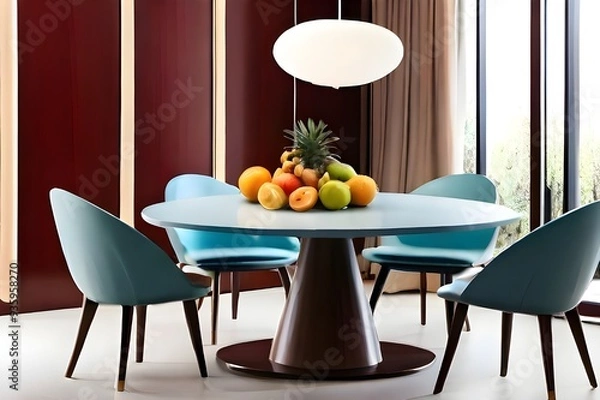 Fototapeta Dining table and fruits on the table