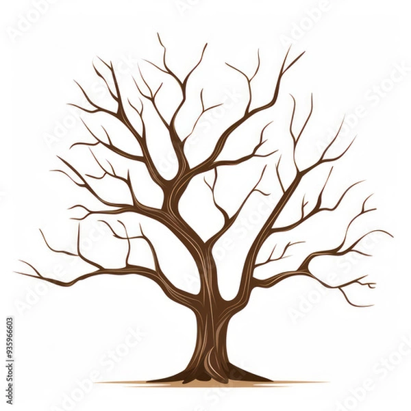 Fototapeta A tree with no leaves is on a white backdrop in a simple design.