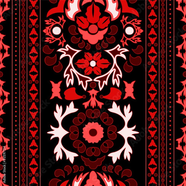 Fototapeta stock vector seamless floral oriental doodle pattern. border