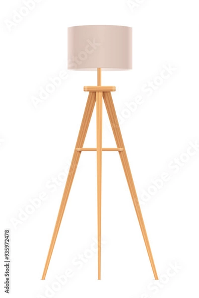 Fototapeta Realistic white floor lamp on isolated background. Vector template illustration
