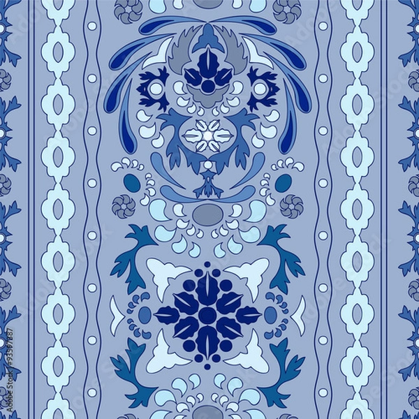 Obraz stock vector seamless floral oriental doodle pattern. border