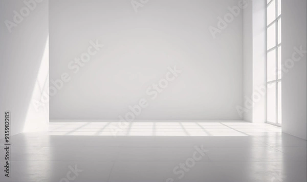 Obraz Sunlight streams through a window in an empty, white room