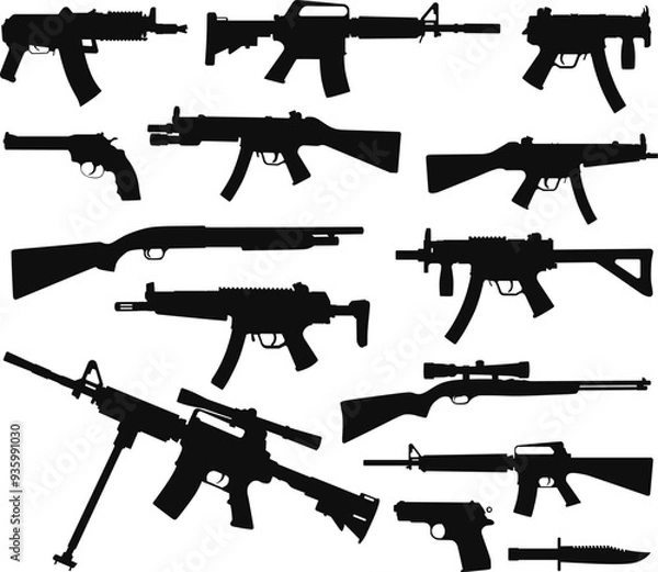 Obraz collection of weapon or guns silhouettes