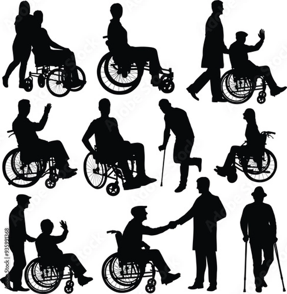 Obraz disabled person vector or silhouettes in a wheelchair