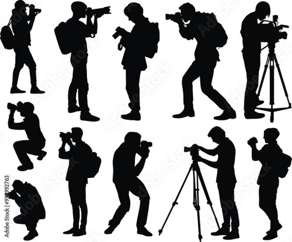 Obraz photographer man holding camera silhouette