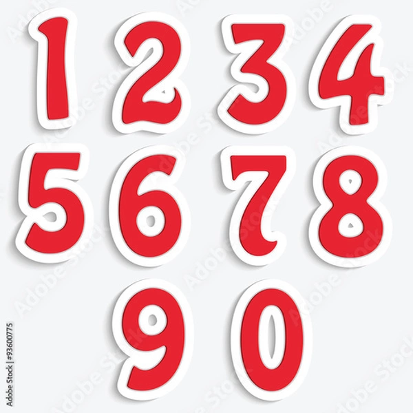 Obraz Red numbers isolated on white background