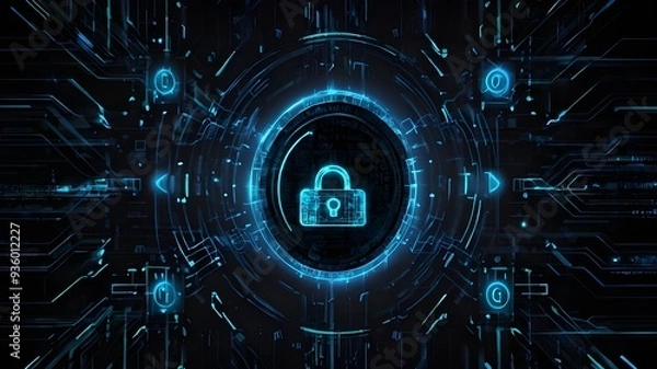 Fototapeta Network Protection and Cyber Security, Technology Background Design, Vector Illustration