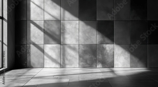 Fototapeta bright business contemporary gallery step virtual background empty white black building atmosphere floor product backlight rendering hall evening parametric stone luxury wall perspective showroom