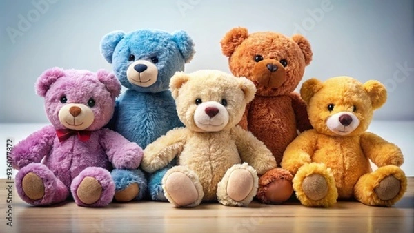 Fototapeta Adorable teddy bears in various poses and colors