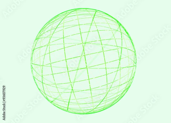 Fototapeta Abstract fractal green globe on ligcht background