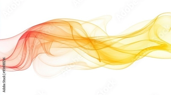 Obraz Abstract colorful smoke wave in shades of red, orange, and yellow on a white background.