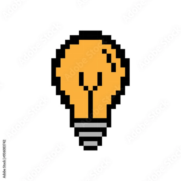 Obraz Lamp bulb pixel art icon