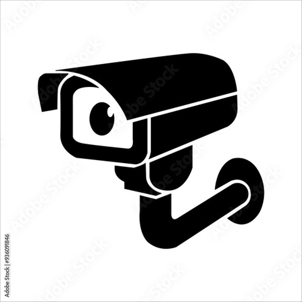 Fototapeta Surveillance camera icon. Surveillance camera symbol. Black Surveillance camera icon isolated on white background. Vector illustration.