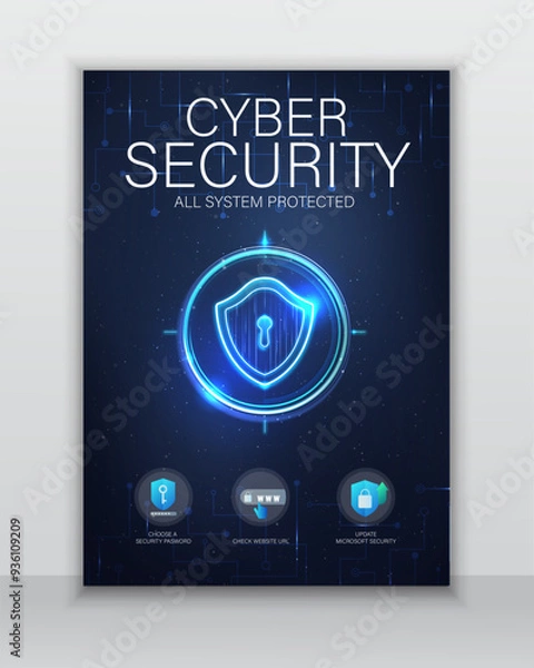 Obraz cyber security flyer design layout template,