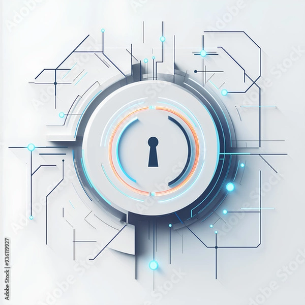 Obraz Illustration conceptuelle de la cybersécurité et de la protection des données numériques.