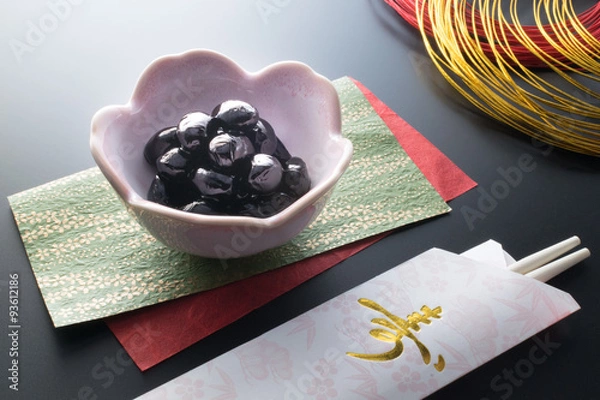Obraz おせち　黒豆　祝い箸