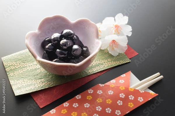 Obraz おせち　黒豆　祝い箸