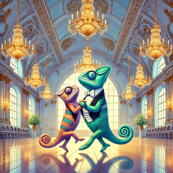 Obraz dancing chameleons