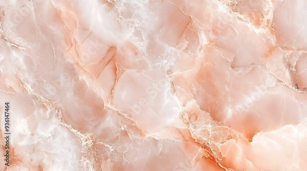 Obraz A close-up view of a pink marble surface with intricate veining and swirling patterns.