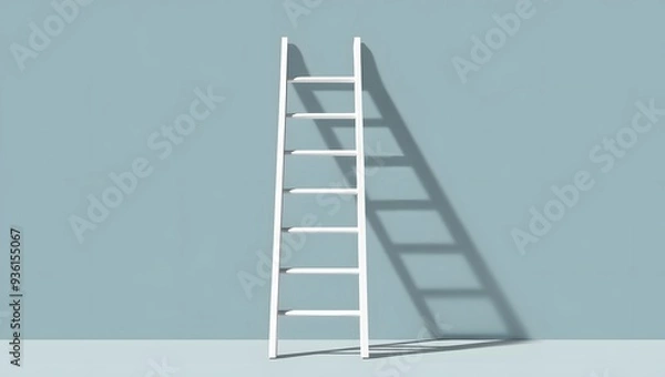 Obraz White Ladder Against Light Blue Background in Minimalist Composition