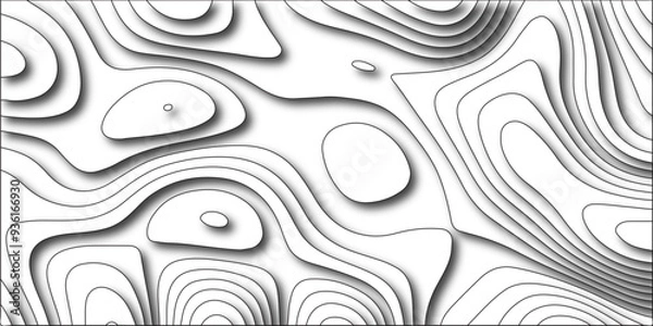Fototapeta Seamless pattern with lines Topographic map. Geographic mountain relief. Abstract lines with white background Contour maps, vector illustration, topo contour map. The black on white contours vector.