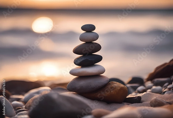 Fototapeta stack of stones on the beach