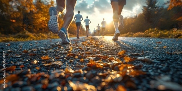 Obraz Runners on a Fall Road