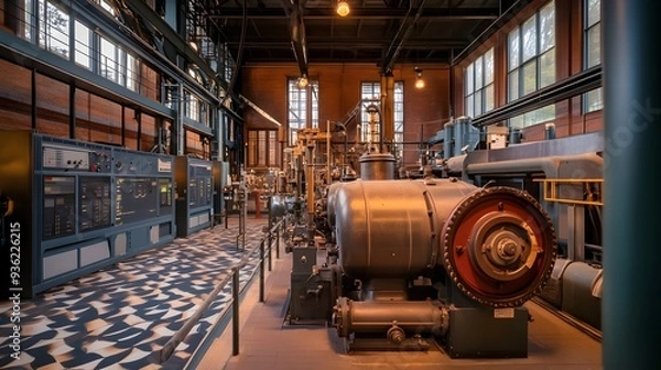 Obraz 26. A historical power plant with old-fashioned machinery connected to the grid