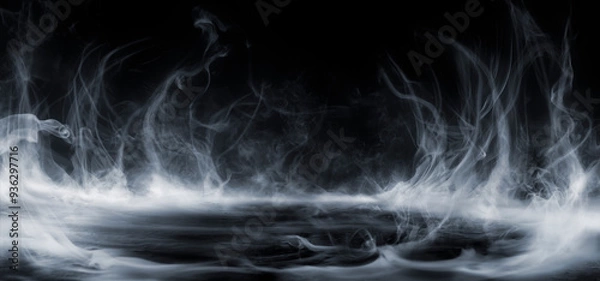 Fototapeta Smoke And Fog Effect With Empty Center - Spooky Halloween Backdrop
