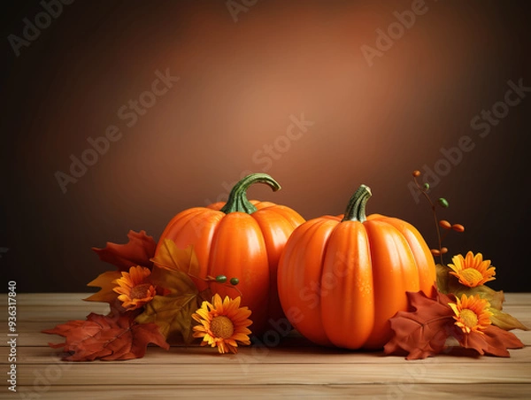 Obraz Hand drawn style thanksgiving background.