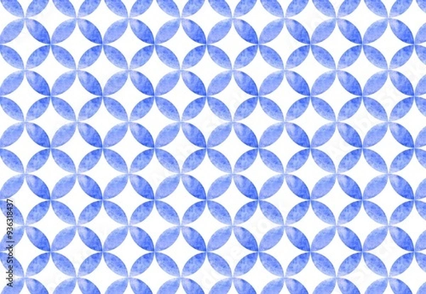 Fototapeta 水彩の和柄　七宝柄