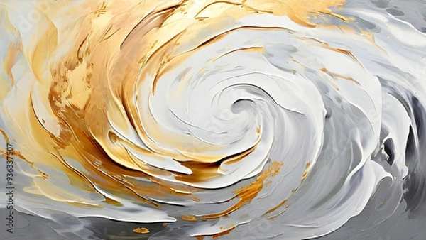Obraz a gradient texture with golden grey and white brush strokes in circular motion 
