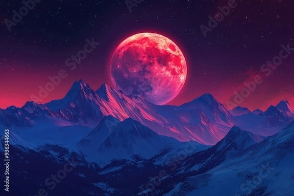 Fototapeta Ethereal_Red_Moon_Eclipse_A_glowing_red_moon