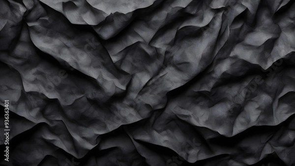 Obraz Dark charcoal crumpled paper texture background