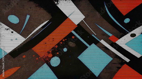 Obraz abstract colorful geometric background with grunge brush strokes and splashes