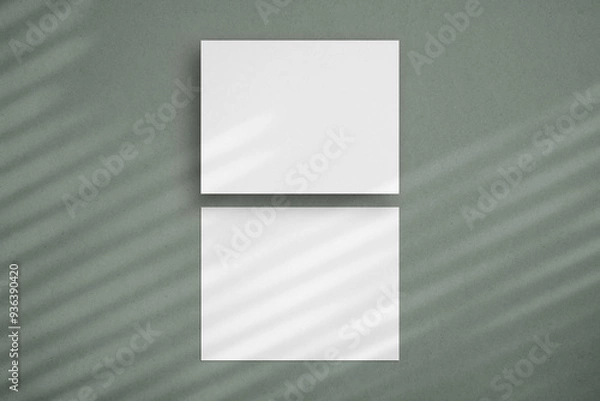Obraz Two white horizontal paper sheets mockup, US Letter flyer mockup, paper, letter, invitation card.