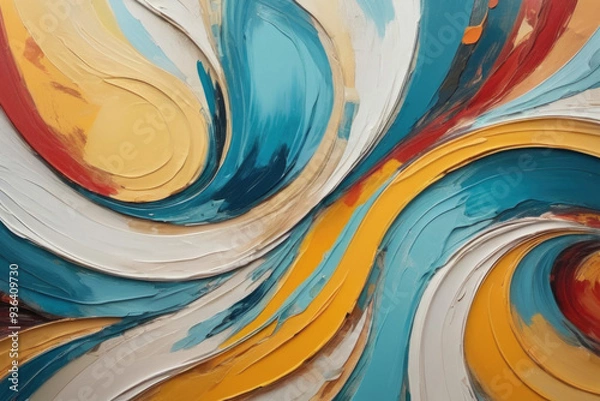 Fototapeta Abstract acrylic paint artwork, dynamic blend vibrant colors and bold brushstrokes, modern background. For contemporary art project, website backdrop, artistic presentation, creative design element