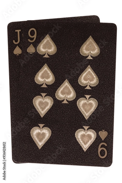 Fototapeta Black gambling card 1 2 3 4 5 6 7 8 9 10 j q k isolated on white background