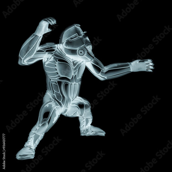 Fototapeta chimpanzee astronaut is attacking in white background