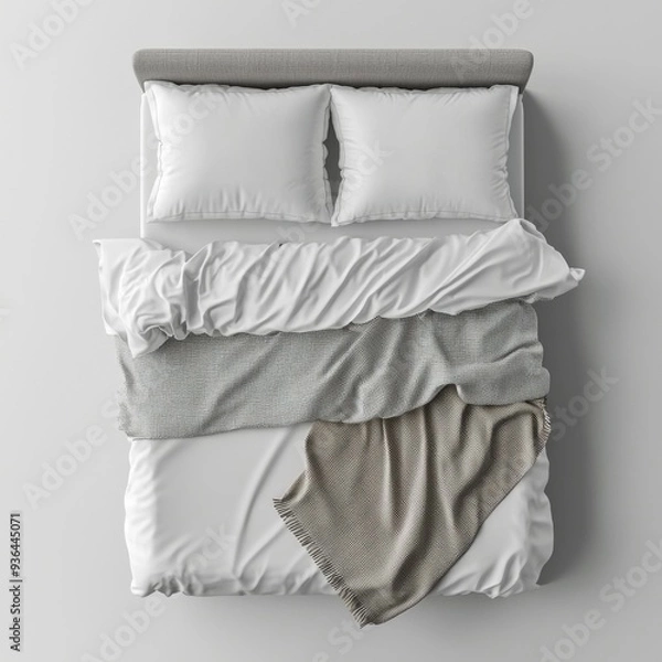 Fototapeta Classic bed with pillow and throw created with generated ai