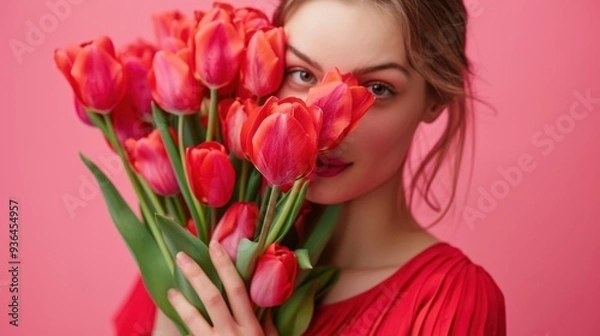 Obraz The woman with tulips